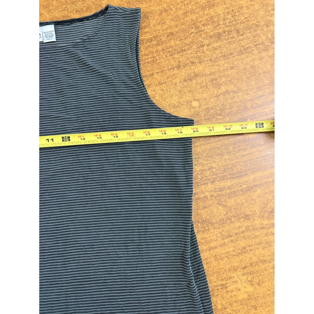 Chicos Private Edition Striped Sleeveless Boat Neck Top Olive Green Black Size 3 - Picture 5 of 6